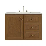 Laurent 36" Single Vanity, Honey Oak w/ 3 CM Siberian Silestone Top