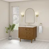 Laurent 36" Single Vanity, Honey Oak w/ 3 CM Siberian Silestone Top