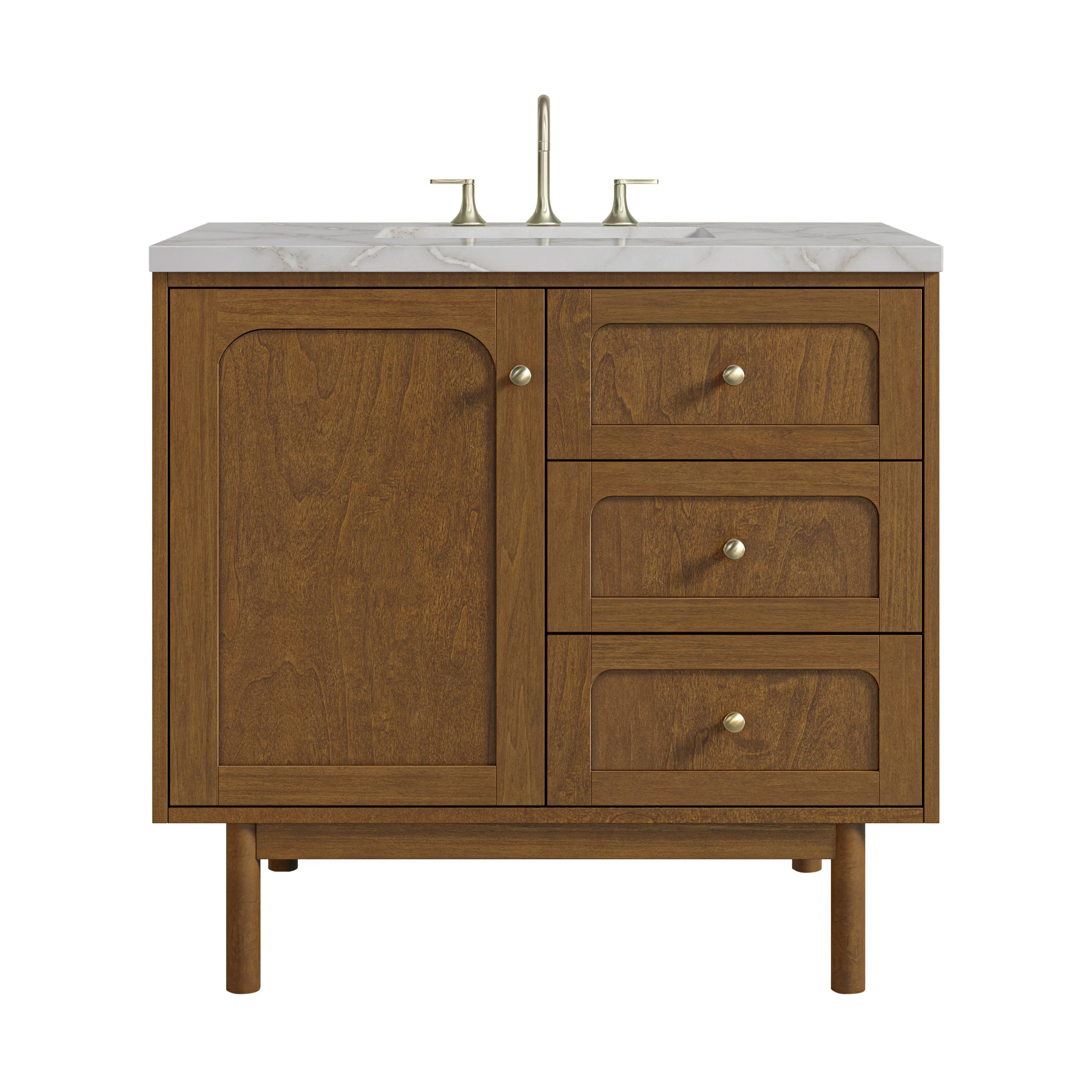 Laurent 36" Single Vanity, Honey Oak w/ 3 CM Victorian Silver Silestone Top