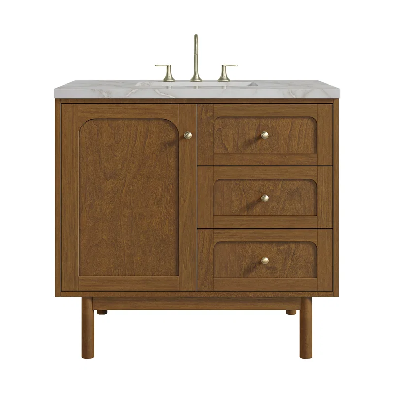 Laurent 36" Single Vanity, Honey Oak w/ 3 CM Victorian Silver Silestone Top