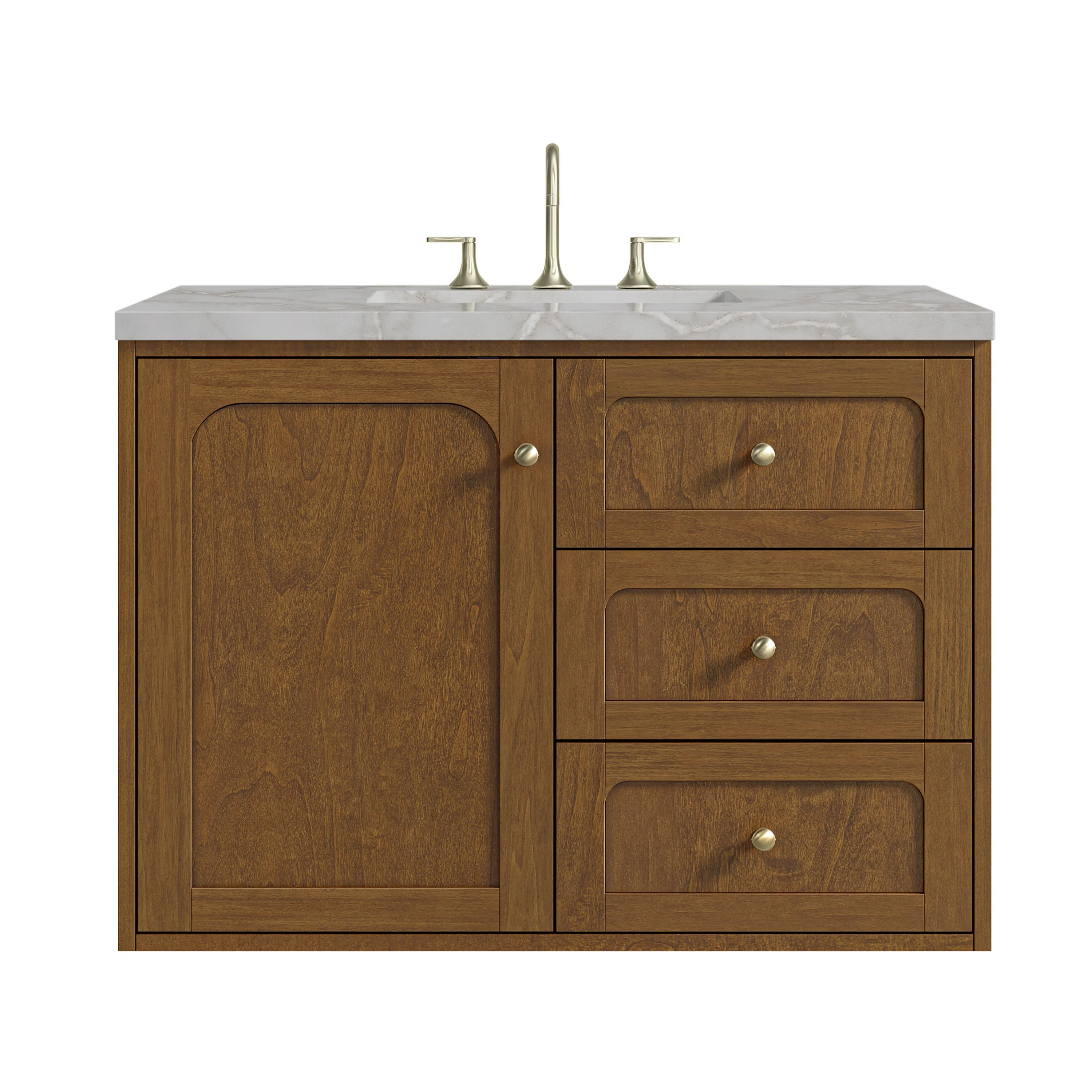 Laurent 36" Single Vanity, Honey Oak w/ 3 CM Victorian Silver Silestone Top