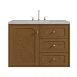 Laurent 36" Single Vanity, Honey Oak w/ 3 CM Victorian Silver Silestone Top