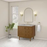 Laurent 36" Single Vanity, Honey Oak w/ 3 CM Victorian Silver Silestone Top