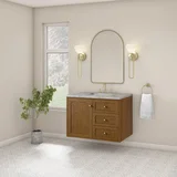 Laurent 36" Single Vanity, Honey Oak w/ 3 CM Victorian Silver Silestone Top