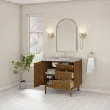 Laurent 36" Single Vanity, Honey Oak w/ 3 CM Victorian Silver Silestone Top