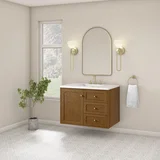 Laurent 36" Single Vanity, Honey Oak w/ 3 CM White Zeus Silestone Top