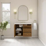 Laurent 36" Single Vanity, Honey Oak w/ 3 CM White Zeus Silestone Top