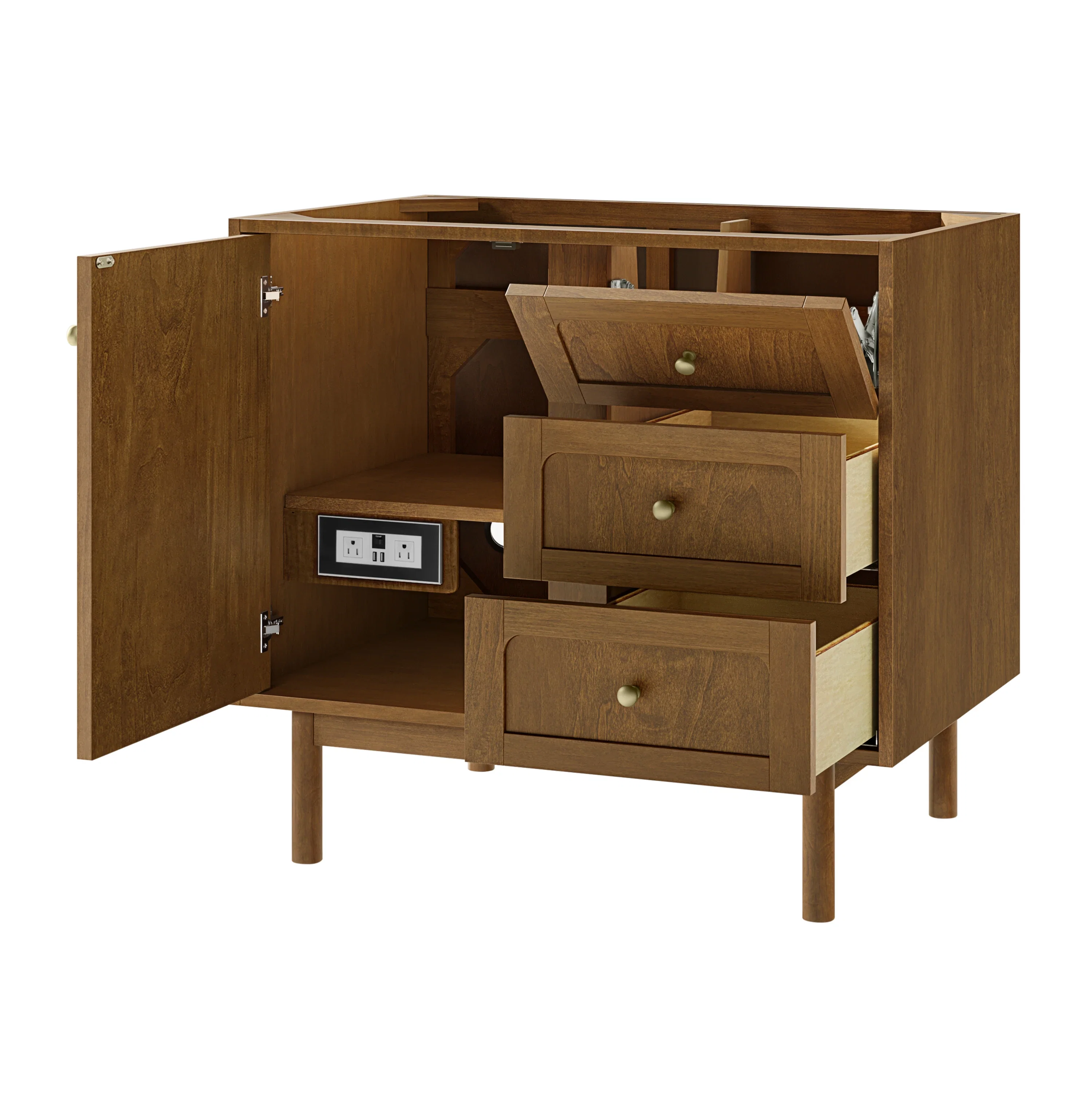 Laurent 36" Single Vanity, Honey Oak w/ 3 CM White Zeus Silestone Top