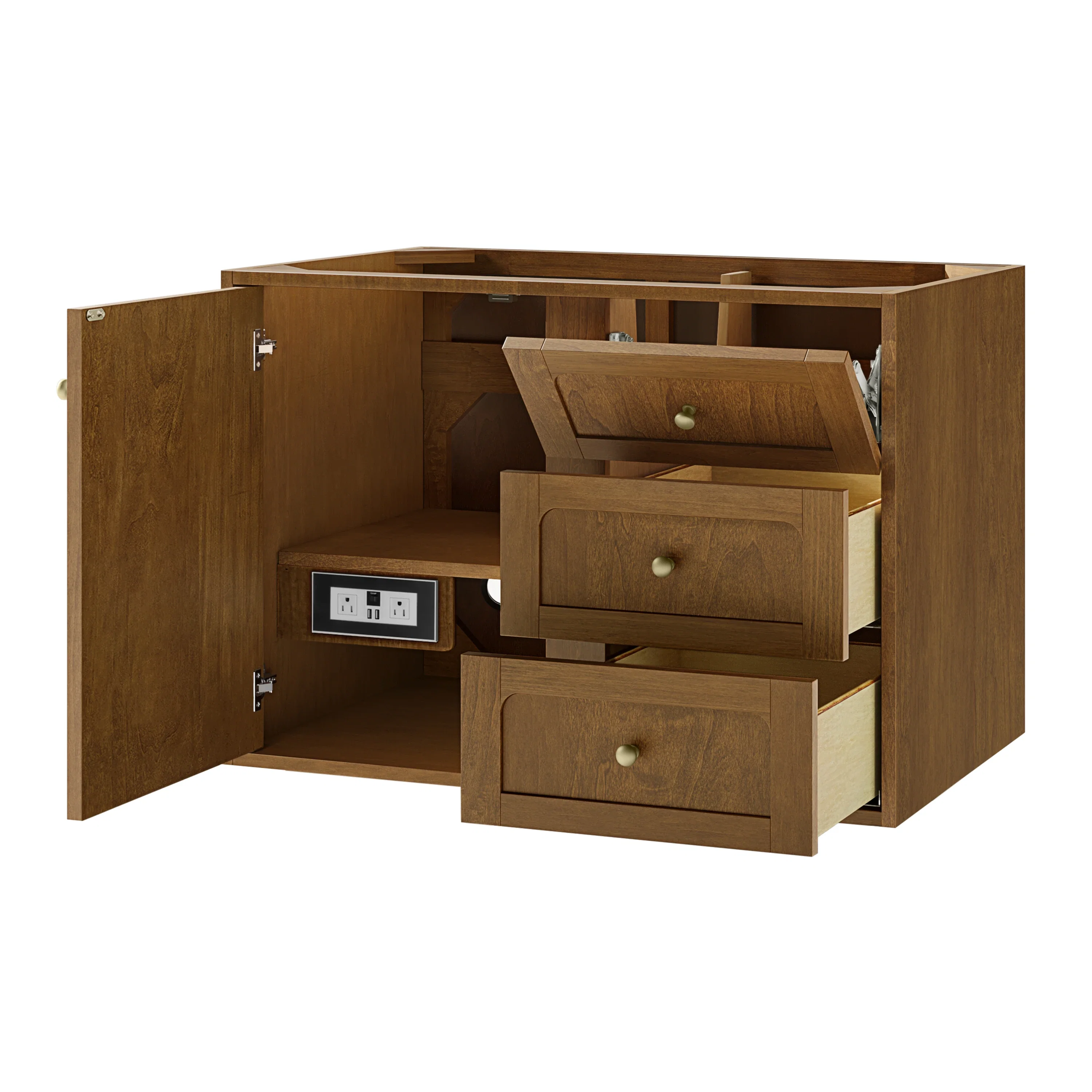 Laurent 36" Single Vanity, Honey Oak w/ 3 CM White Zeus Silestone Top