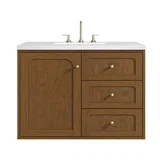 Laurent 36" Single Vanity, Honey Oak w/ 3 CM White Zeus Silestone Top
