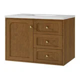 Laurent 36" Single Vanity, Honey Oak w/ 3 CM White Zeus Silestone Top