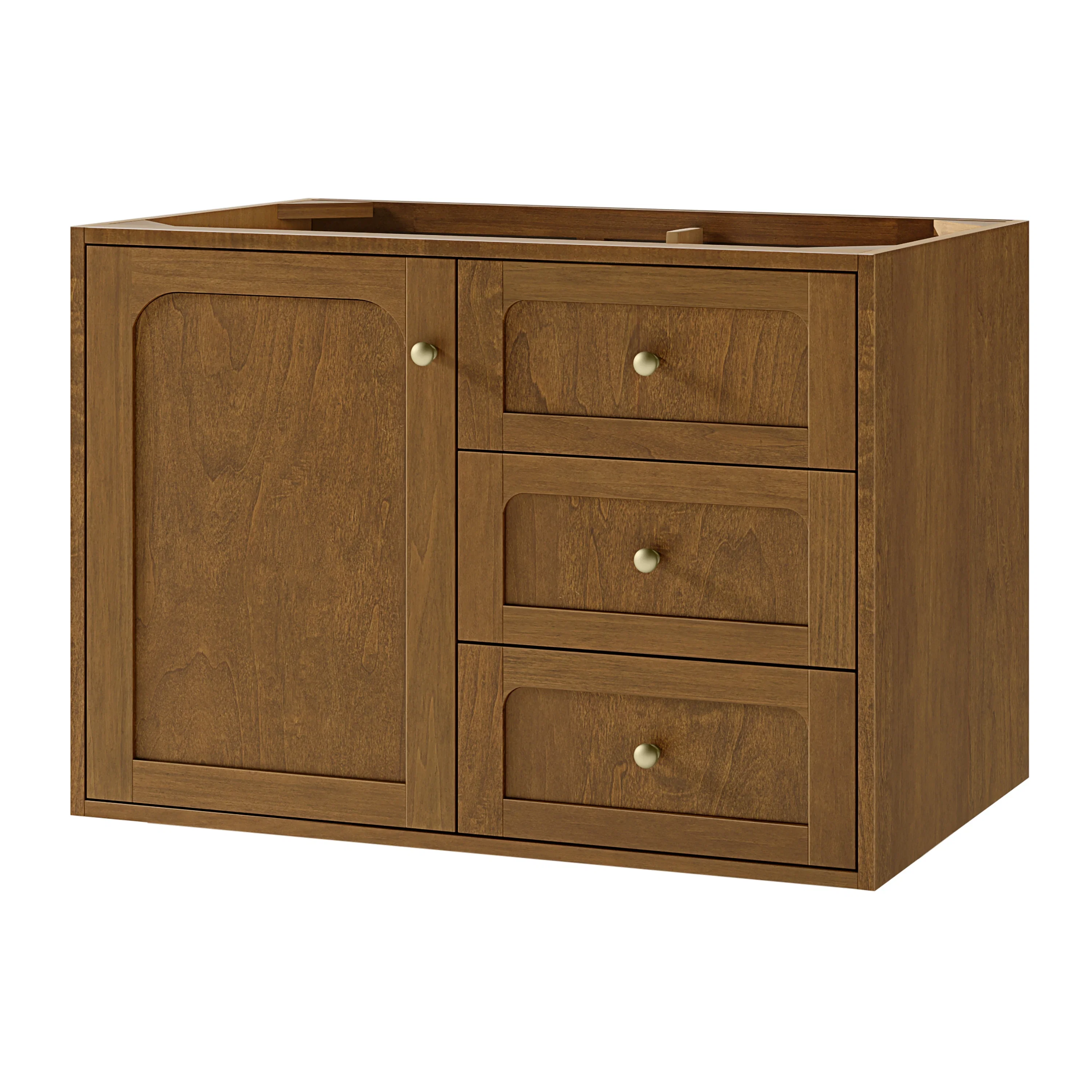 Laurent 36" Single Vanity, Honey Oak w/ 3 CM White Zeus Silestone Top
