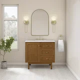 Laurent 36" Single Vanity, Honey Oak w/ 3 CM White Zeus Silestone Top