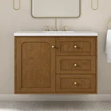 Laurent 36" Single Vanity, Honey Oak w/ 3 CM White Zeus Silestone Top