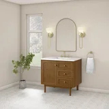 Laurent 36" Single Vanity, Honey Oak w/ 3 CM White Zeus Silestone Top
