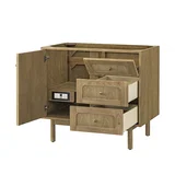 Laurent 36" Single Vanity, Light Natural Oak w/ Single Hole 3 CM White Zeus Top & Backsplash
