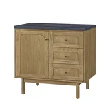 Laurent 36" Single Vanity, Light Natural Oak w/ 3 CM Charcoal Soapstone Top