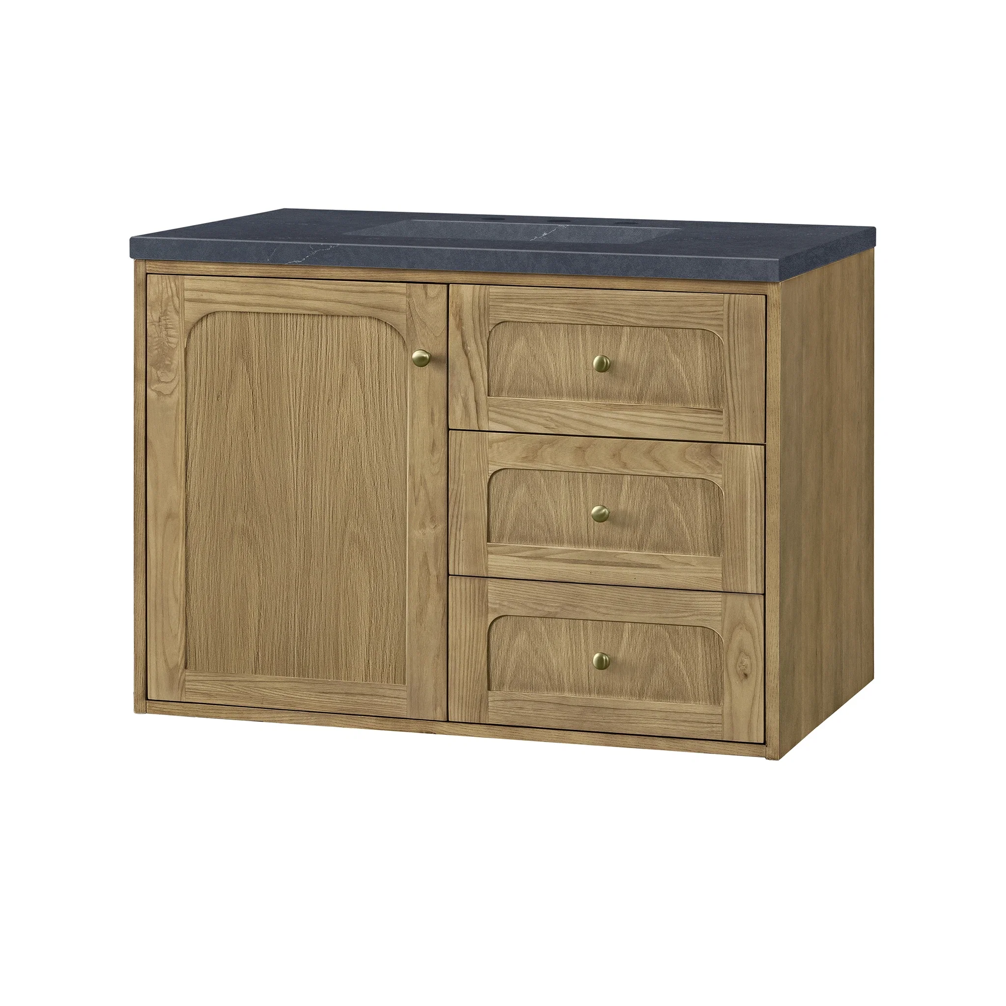 Laurent 36" Single Vanity, Light Natural Oak w/ 3 CM Charcoal Soapstone Top