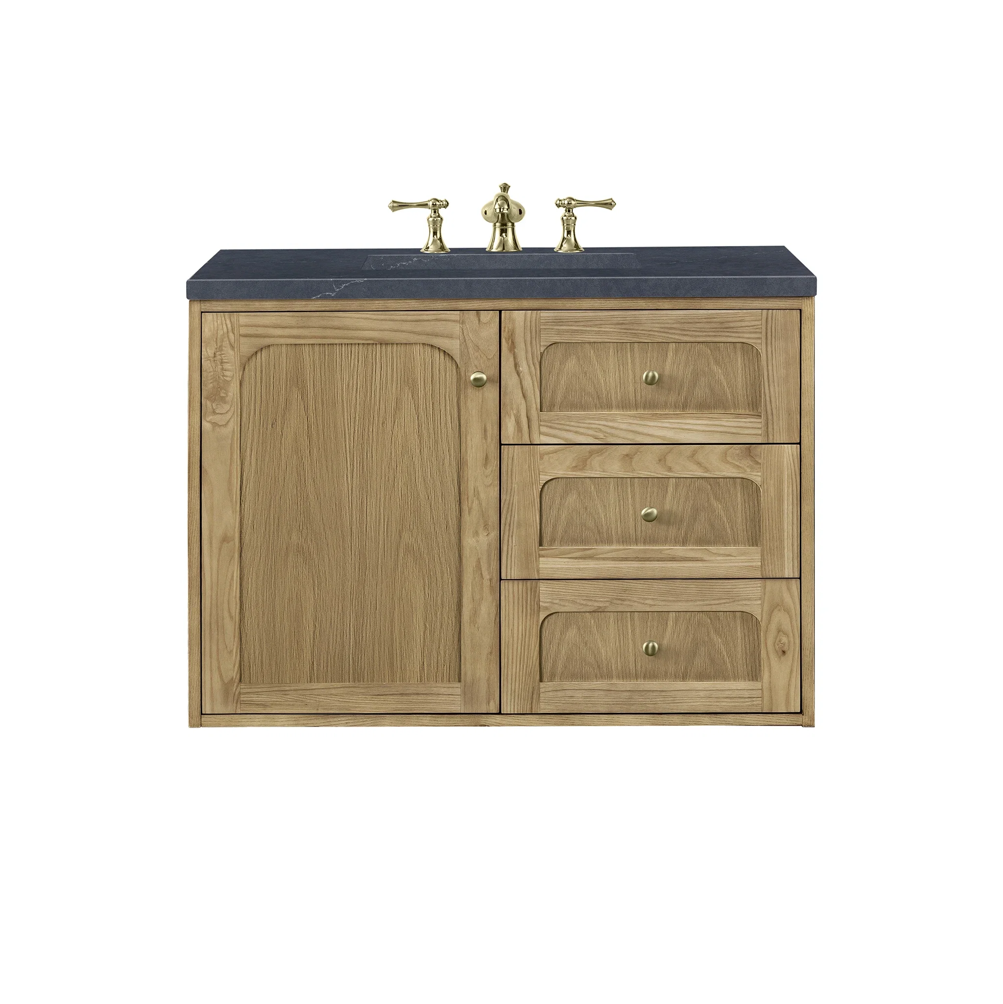 Laurent 36" Single Vanity, Light Natural Oak w/ 3 CM Charcoal Soapstone Top
