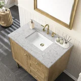 Laurent 36" Single Vanity, Light Natural Oak w/ 3 CM Eternal Jasmine Pearl Top