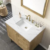 Laurent 36" Single Vanity, Light Natural Oak w/ 3 CM Ethereal Noctis Top