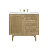 Laurent 36" Single Vanity, Light Natural Oak w/ 3 CM Ethereal Noctis Top