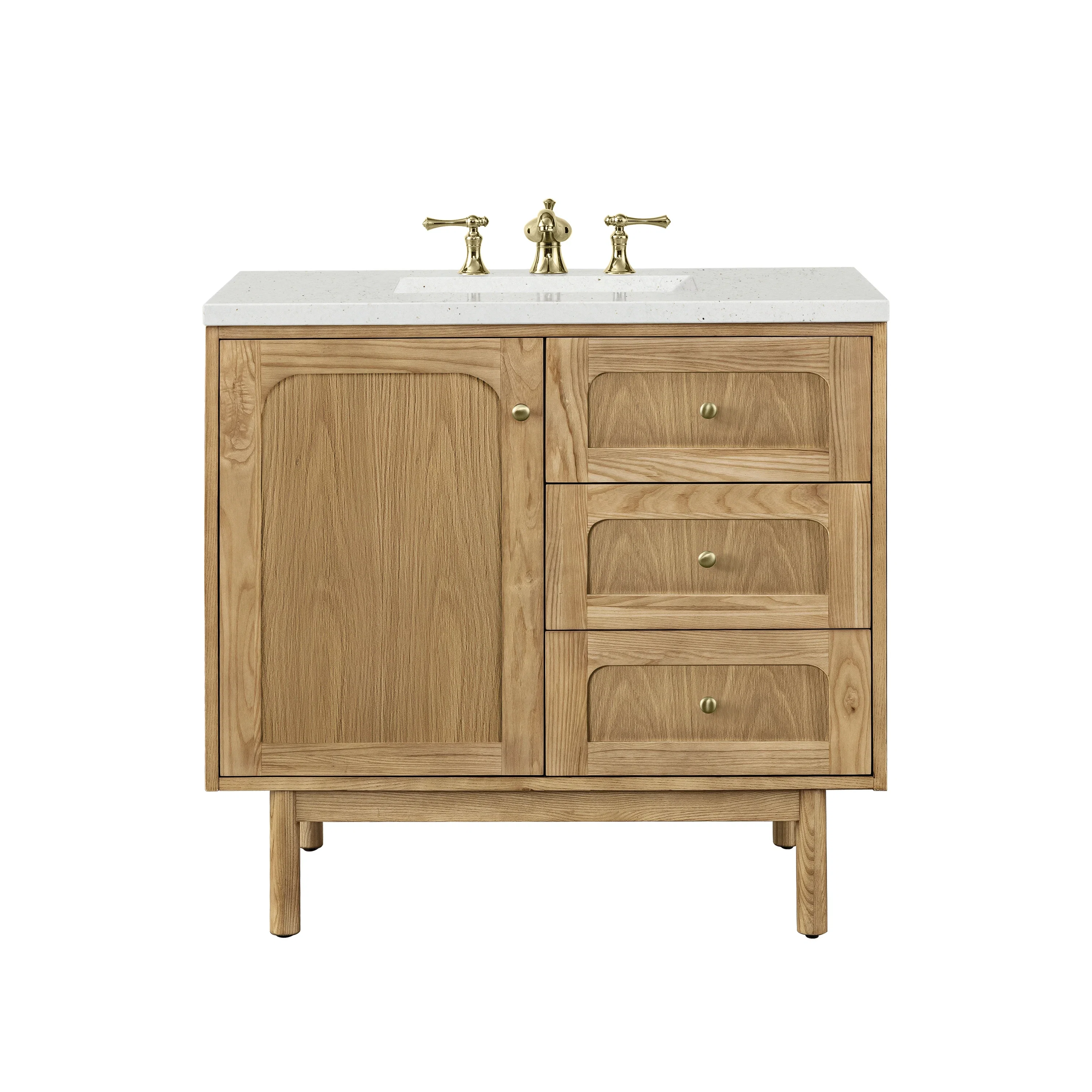 Laurent 36" Single Vanity, Light Natural Oak w/ 3 CM Lime Delight Top