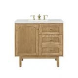 Laurent 36" Single Vanity, Light Natural Oak w/ 3 CM Lime Delight Top