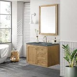 Laurent 36" Single Vanity, Light Natural Oak w/ 3 CM Parisien Bleu Top