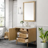 Laurent 36" Single Vanity, Light Natural Oak, w/ 3 CM Siberian Silestone Top