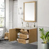 Laurent 36" Single Vanity, Light Natural Oak, w/ 3 CM Siberian Silestone Top