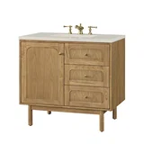 Laurent 36" Single Vanity, Light Natural Oak, w/ 3 CM Siberian Silestone Top