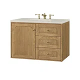Laurent 36" Single Vanity, Light Natural Oak, w/ 3 CM Siberian Silestone Top