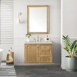 Laurent 36" Single Vanity, Light Natural Oak, w/ 3 CM Siberian Silestone Top