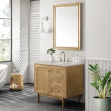 Laurent 36" Single Vanity, Light Natural Oak, w/ 3 CM Siberian Silestone Top