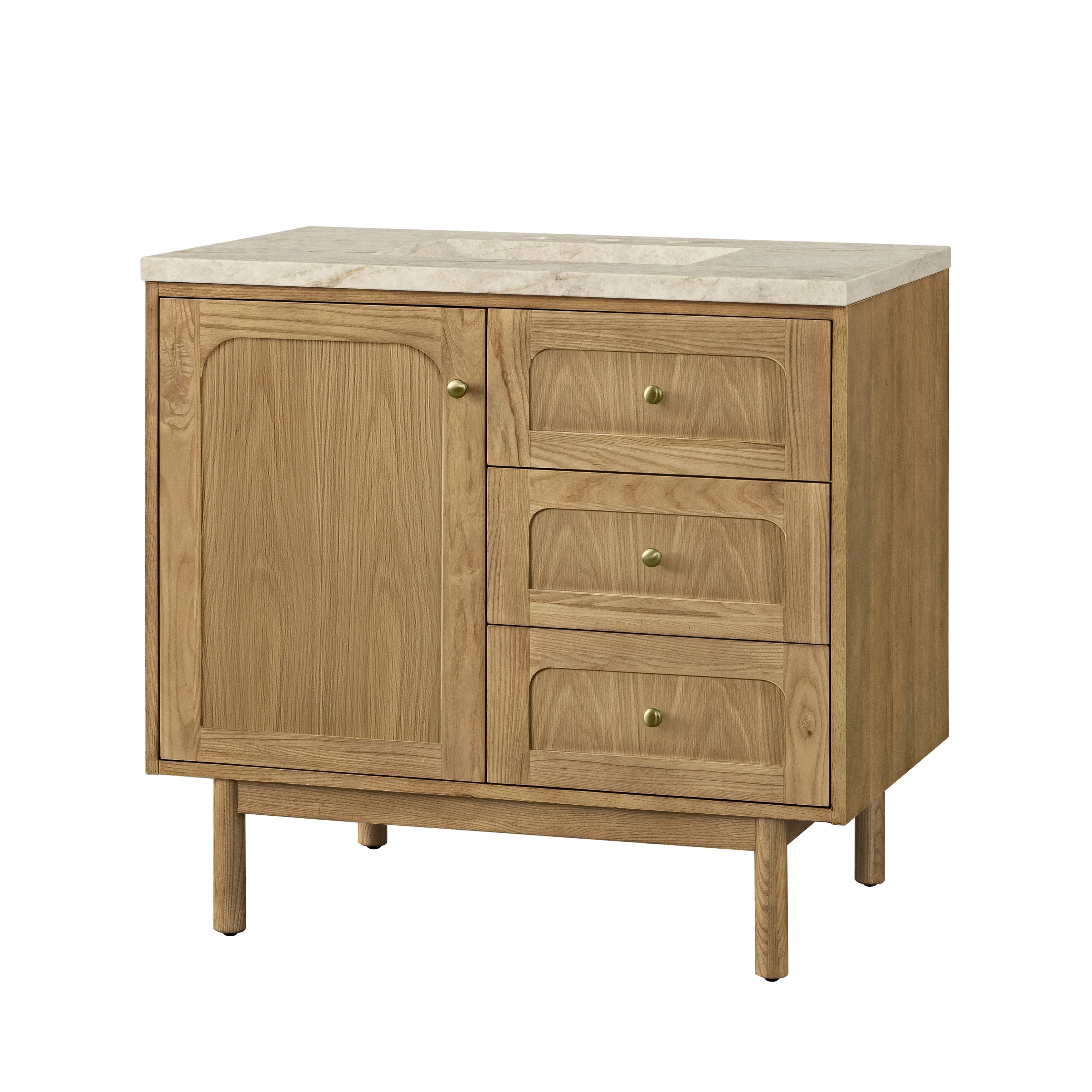 Laurent 36" Single Vanity, Light Natural Oak, w/ 3 CM Tajnar Eclos Top