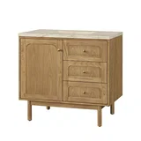 Laurent 36" Single Vanity, Light Natural Oak, w/ 3 CM Tajnar Eclos Top