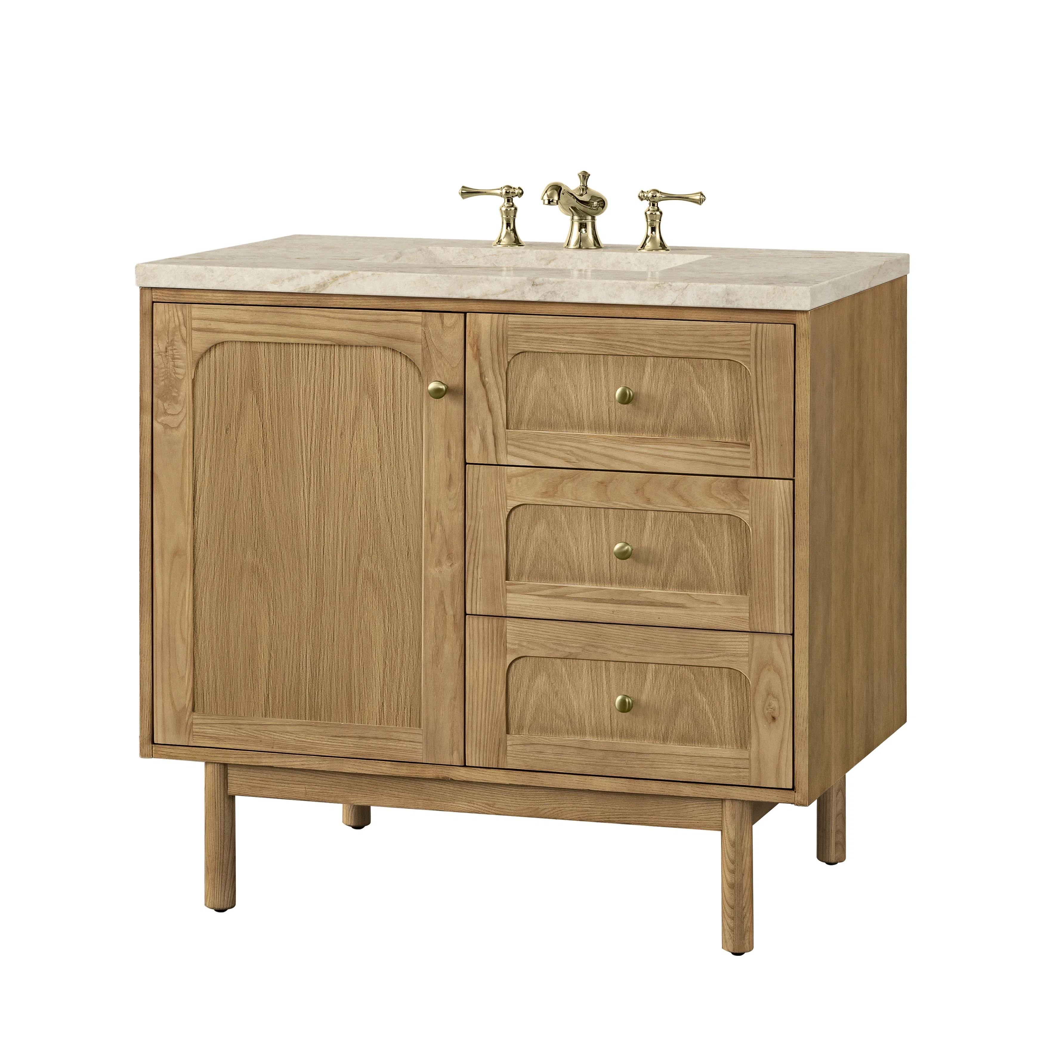 Laurent 36" Single Vanity, Light Natural Oak, w/ 3 CM Tajnar Eclos Top