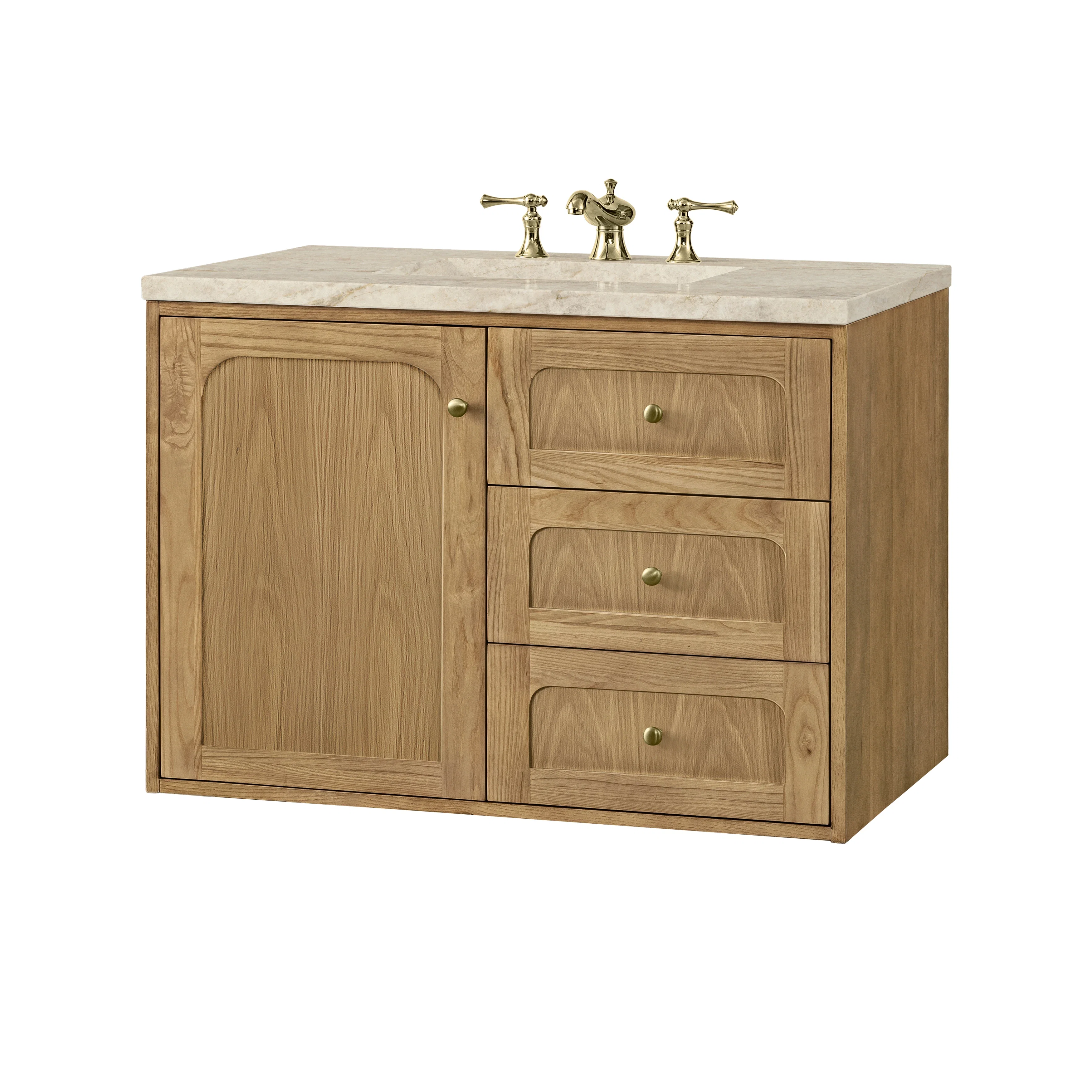 Laurent 36" Single Vanity, Light Natural Oak, w/ 3 CM Tajnar Eclos Top