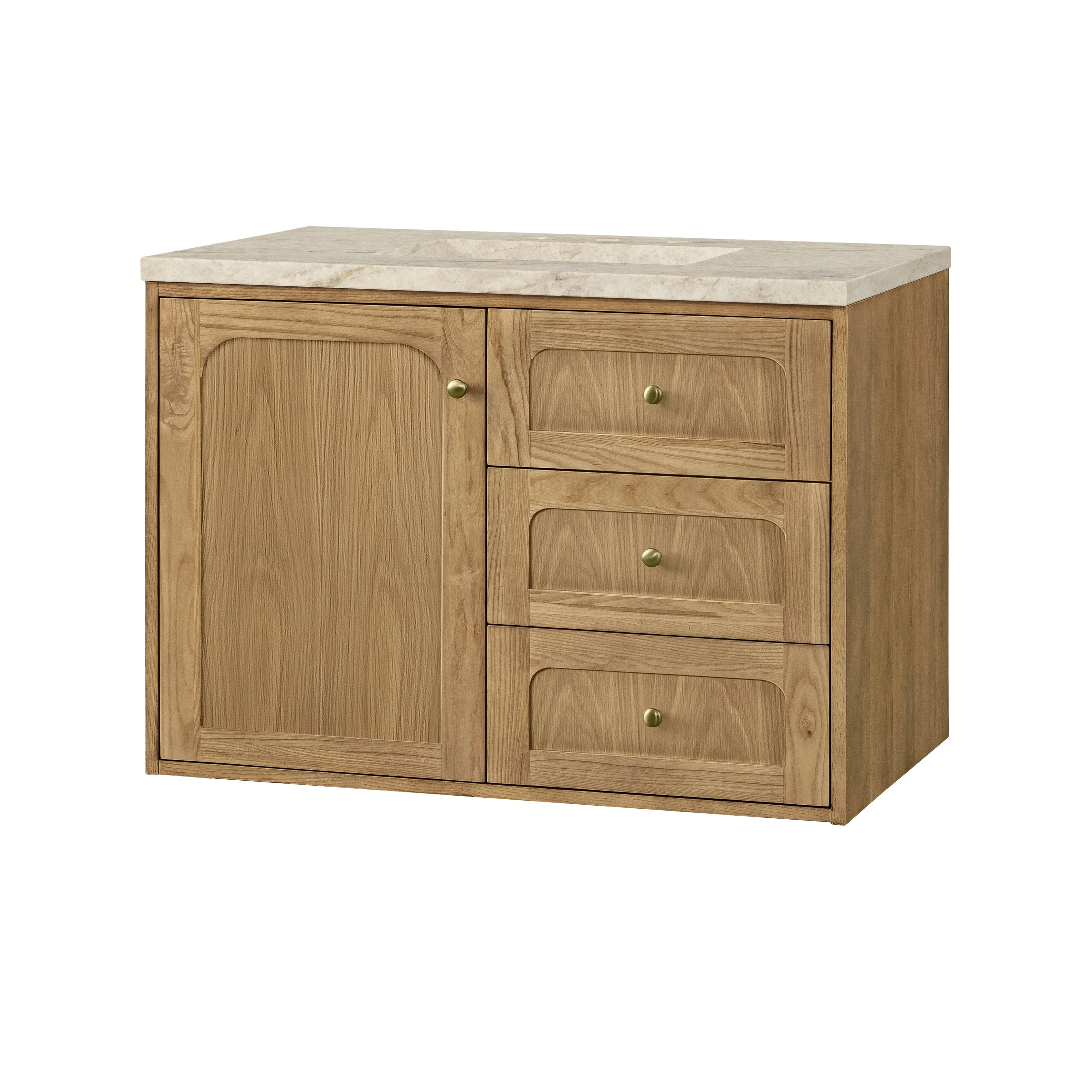 Laurent 36" Single Vanity, Light Natural Oak, w/ 3 CM Tajnar Eclos Top