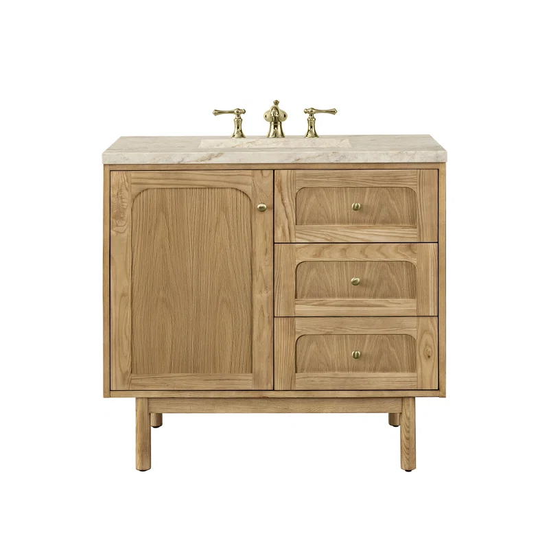 Laurent 36" Single Vanity, Light Natural Oak, w/ 3 CM Tajnar Eclos Top