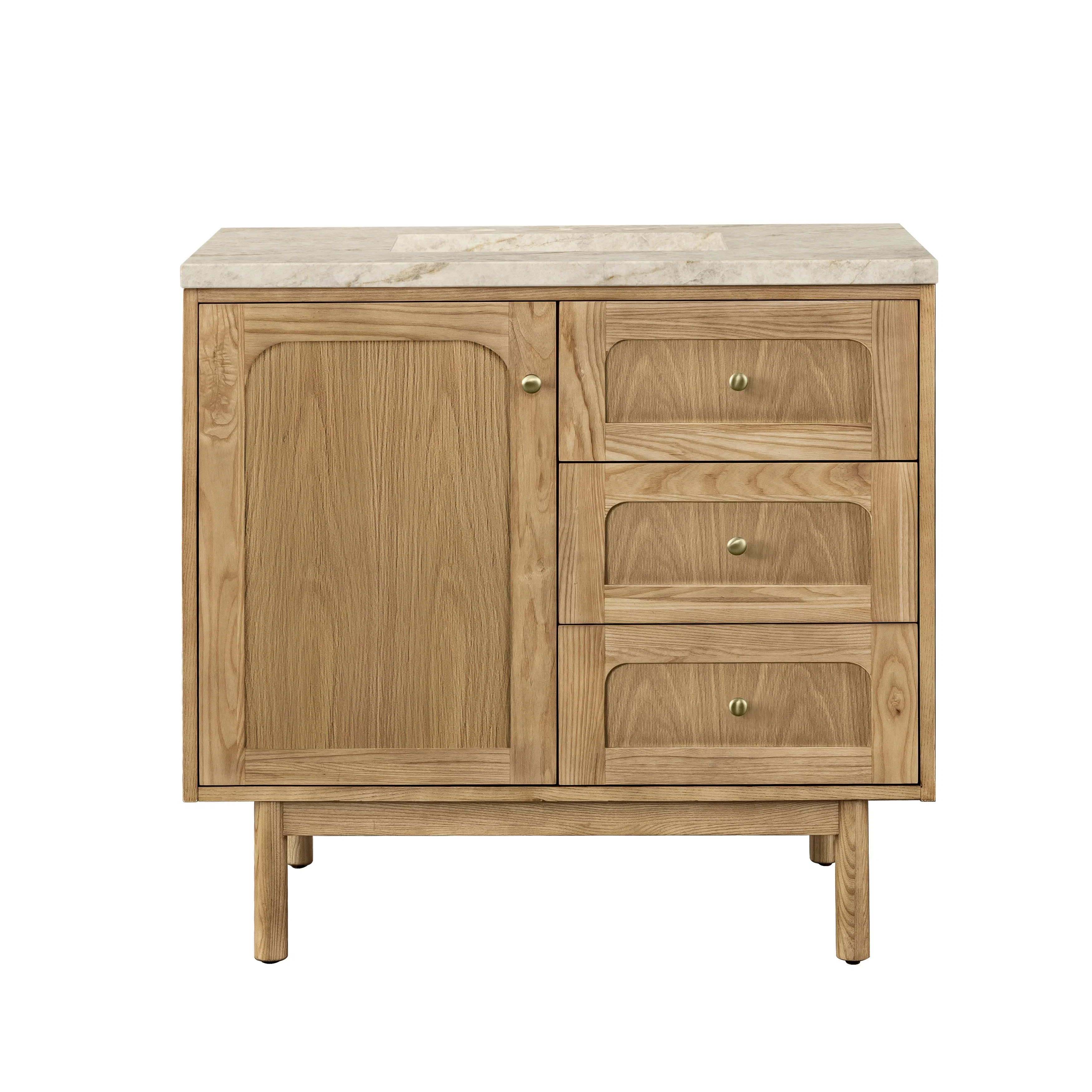 Laurent 36" Single Vanity, Light Natural Oak, w/ 3 CM Tajnar Eclos Top