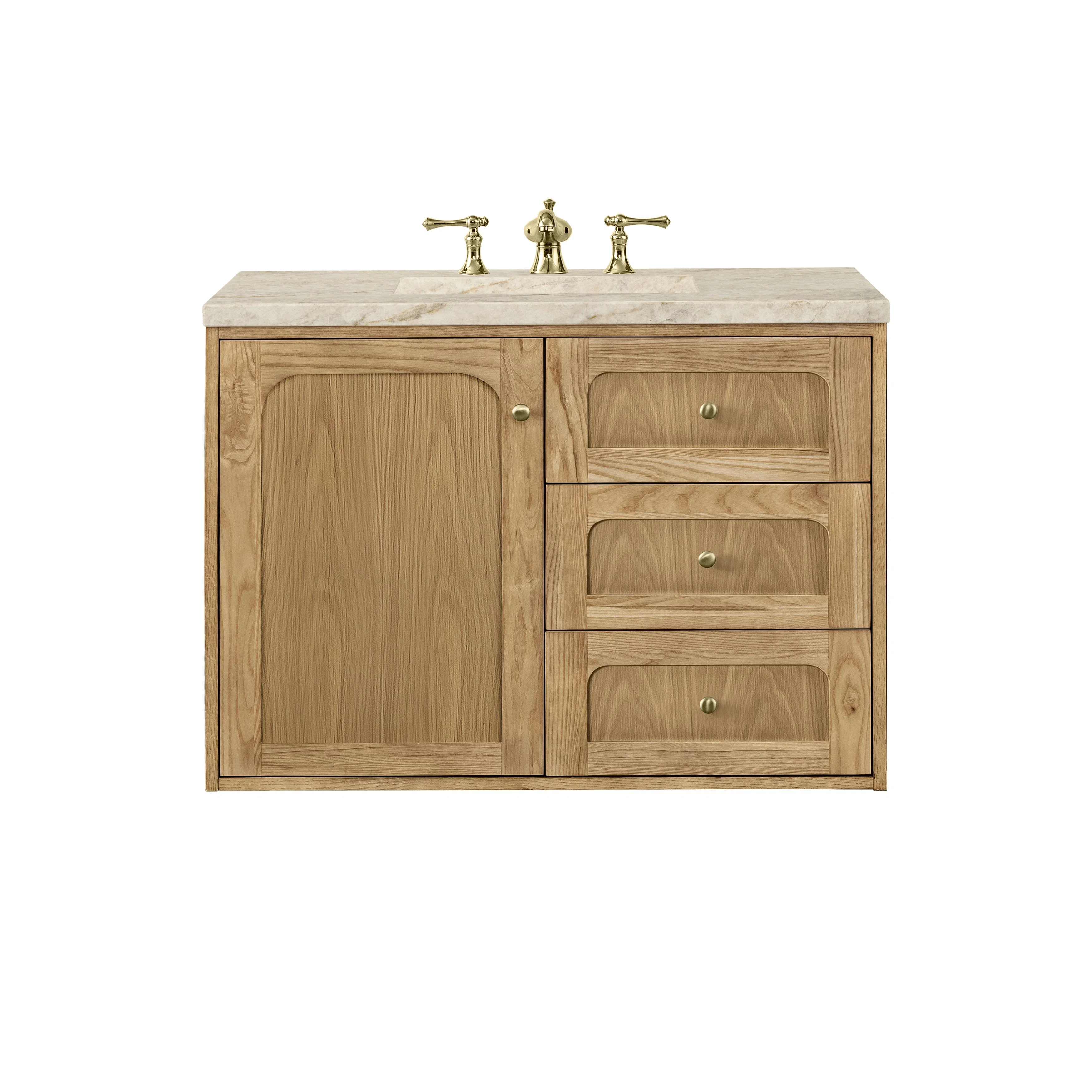 Laurent 36" Single Vanity, Light Natural Oak, w/ 3 CM Tajnar Eclos Top