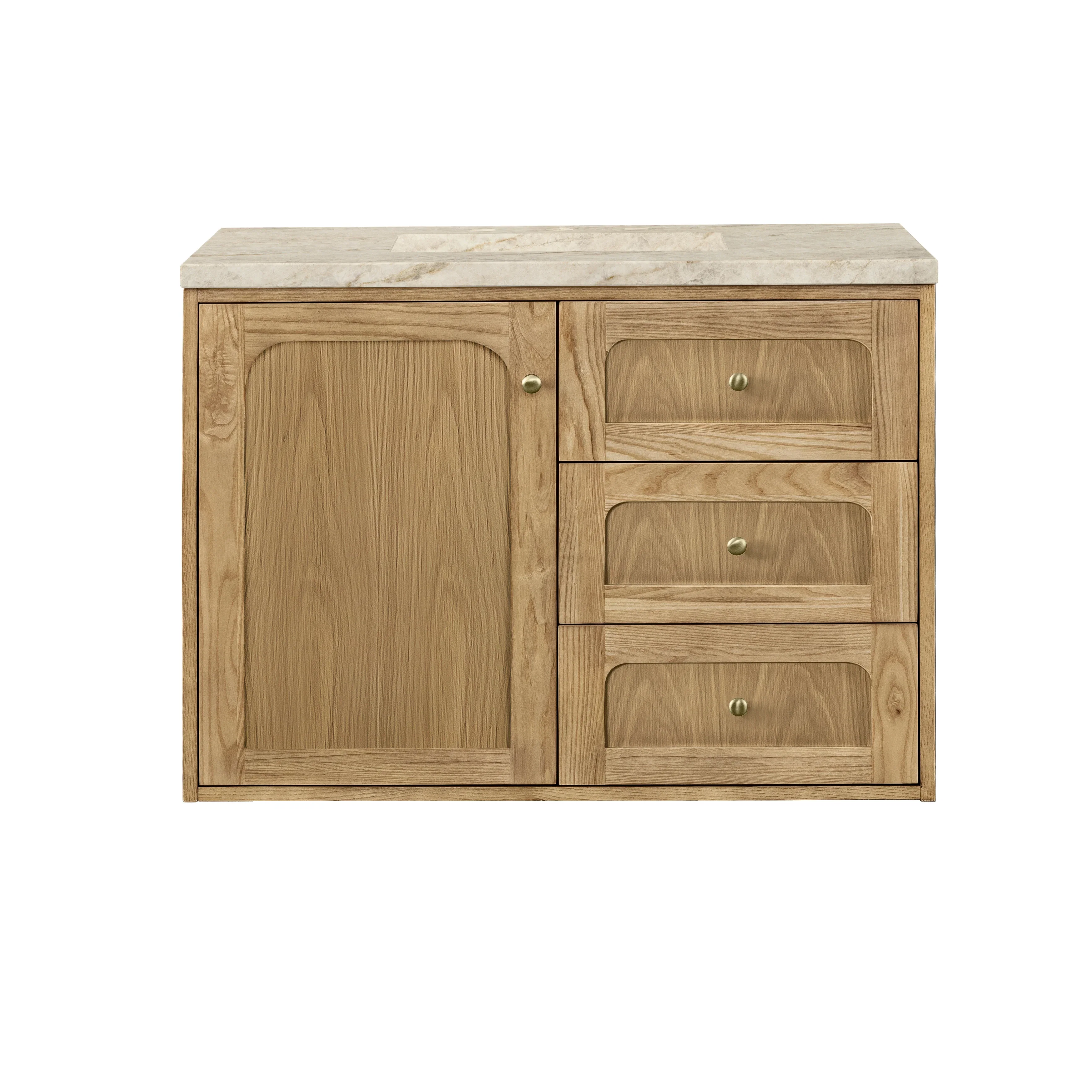 Laurent 36" Single Vanity, Light Natural Oak, w/ 3 CM Tajnar Eclos Top