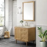 Laurent 36" Single Vanity, Light Natural Oak, w/ 3 CM Tajnar Eclos Top