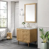 Laurent 36" Single Vanity, Light Natural Oak w/ 3 CM Victorian Silver Top