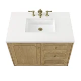 Laurent 36" Single Vanity, Light Natural Oak w/ 3 CM White Zeus Top