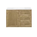 Laurent 36" Single Vanity, Light Natural Oak w/ 3 CM White Zeus Top