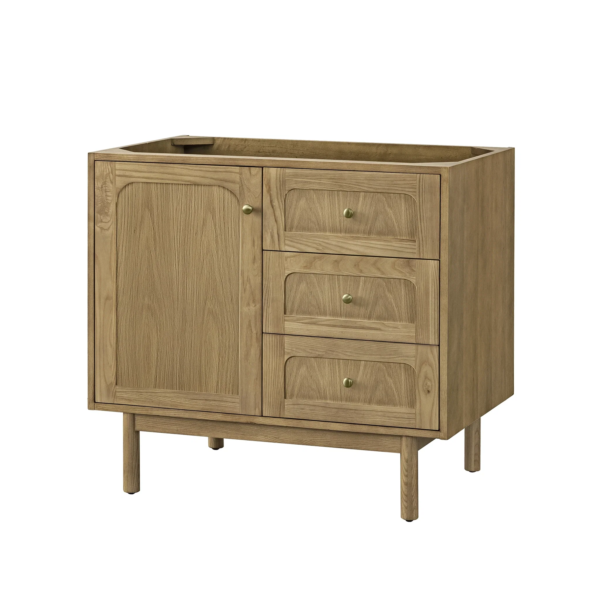 Laurent 36" Single Vanity, Light Natural Oak w/ 3 CM White Zeus Top