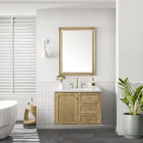 Laurent 36" Single Vanity, Light Natural Oak w/ 3 CM White Zeus Top